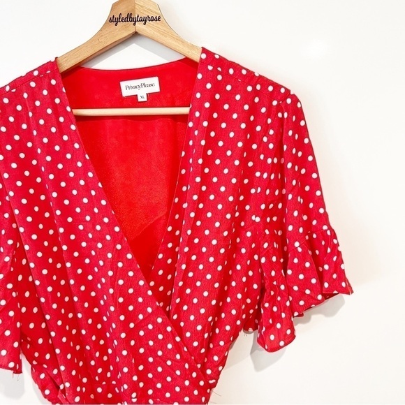 Revolve PRIVACY PLEASE May Mini Wrap Dress in Rust Dot - Picture 6 of 13